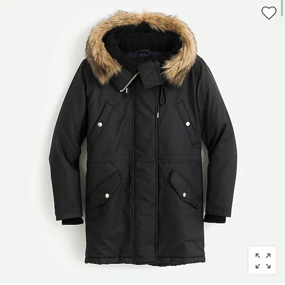 J crew perfect winter parka black